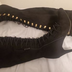 Thigh high suede boots